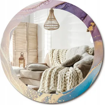 Zrcadlo Zrcadlo s potiskem do koupelny, kuchyně, předsíně, mramor, průměr 80 cm