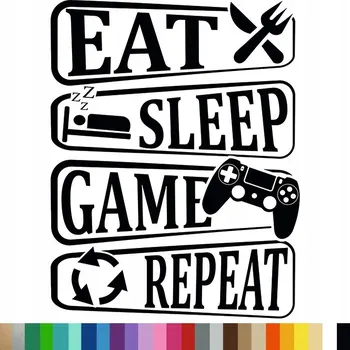 Samolepící dekorace Samolepka na stěnu EAT SLEEP GAME REPEAT 94x120cm