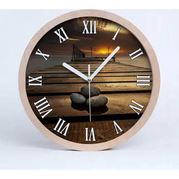 Hodiny Kuchyňské nástěnné hodiny dřevěné molo průměr 20 cm