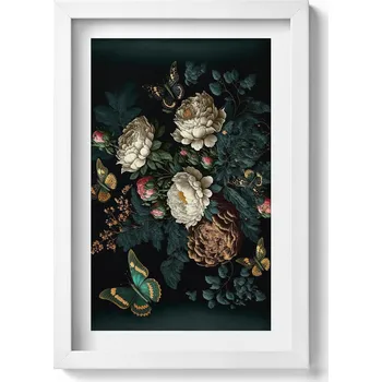 Obraz Obraz v bílém rámu na zeď - Botanický motiv květin, 20x30 cm