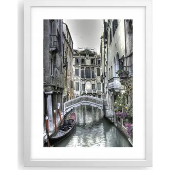 Obraz Obraz plakát v bílém rámu do obýváku 30x40 Benátky foto plakáty na zeď
