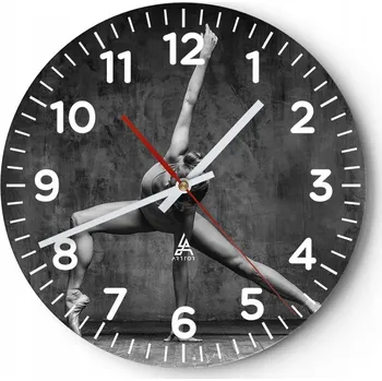 Hodiny Nástěnné hodiny do obýváku 40x40 Gymnastika Kulatý Skleněné hodiny Loft Tiché