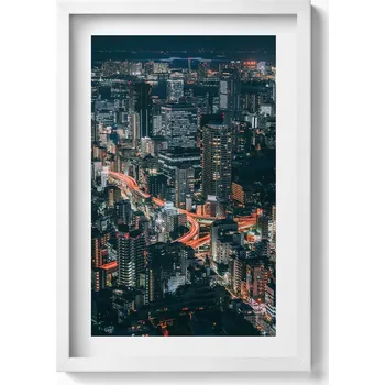 Obraz Ozdobný nástěnný obraz v rámu do obýváku Město v noci z ptačí perspektivy 40x60 cm