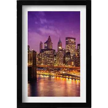 Obraz Obraz v černém rámu dekorace na zeď Světla města večer 20x30 cm