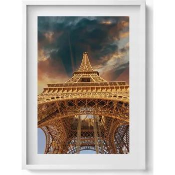 Obraz Dekorativní obraz v rámu do obýváku Eiffelova věž v záři slunce 50x70 cm