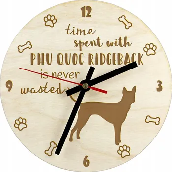 Hodiny Phu Quoc Ridgeback - hodiny se psem, dřevěné hodiny, nástěnné hodiny pro milovníky psů