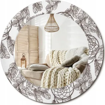 Zrcadlo Kulaté moderní zrcadlo na zeď s potiskem, průměr 50 cm, motiv Lapač snů