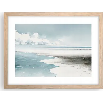 Obraz Obraz plakát v rámu světlý dub do obýváku 40x30 mořské pobřeží foto na zeď