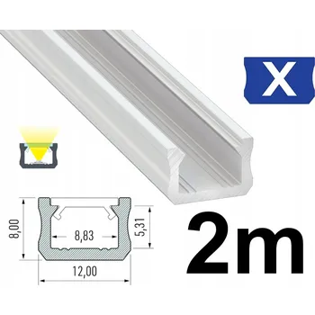 LED osvětlení ÚZKÝ LED profil pro pásky 12mm, 2M, typ X, BÍLÝ