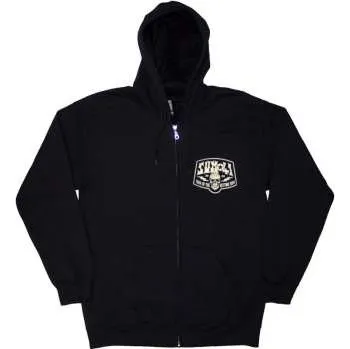 Pánská mikina Merch Sum 41: Sum 41 Unisex Zipped Hoodie: Tour '24 Pocket Logo & Skull Back (black) (back Print & Ex-tour) (x-large) XL