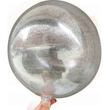 Balónek Balón koule KŘIŠŤÁL se třpytkami XXL stříbrný