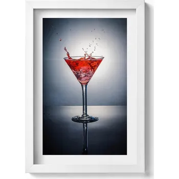 Obraz Nástěnný obraz v bílém rámu dekorace interiéru Sklenice martini 20x30 cm