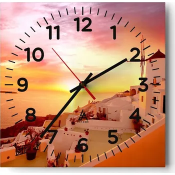 Hodiny Kuchyňské nástěnné hodiny 30x30 Krajina Skleněné hodiny do obýváku Moderní Tiché