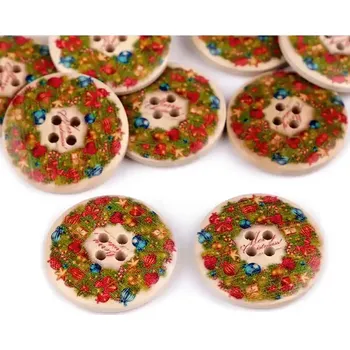 Galanterie Knoflík dřevěný Vánoční 35mm (Knoflík dřevěný Vánoční 35mm)