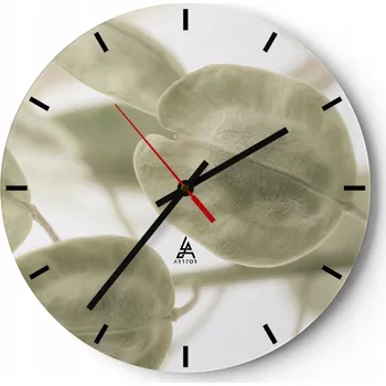 Hodiny Velké nástěnné hodiny 40x40 Květiny Skleněné hodiny Kulatý Tiché