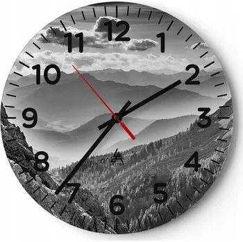 Hodiny Kuchyňské nástěnné hodiny 30x30 Krajina Moderní Skleněné hodiny do obýváku Tiché