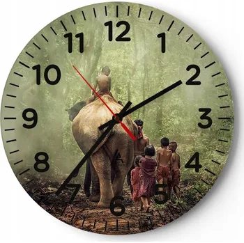 Hodiny Nástěnné hodiny do obýváku 40x40 Krajina Kulatý Skleněné hodiny Loft Tiché