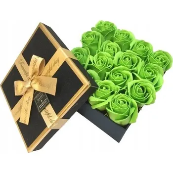 umělá květina KVĚTINOVÝ BOX VONÍCÍ ZELENÉ MÝDLOVÉ RŮŽE v krabičce HOTOVÝ DÁREK pro ženy