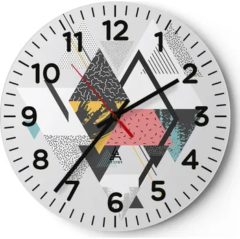 Hodiny Kuchyňské nástěnné hodiny 30x30 Abstrakce Moderní skleněné hodiny Tiché