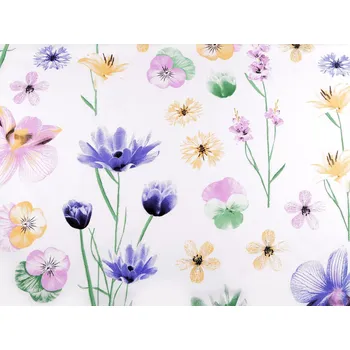 Balvněná látka / plátno květy Varianta: bílá, Balení: 1 m