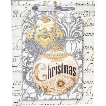 Dárková taška DÁRKOVÁ TAŠKA TAŠKA BÍLO-STŘÍBRNÁ 32X26X12CM