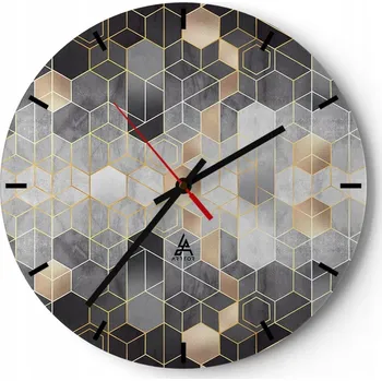 Hodiny Nástěnné hodiny do kuchyně 30x30 Abstrakce Skleněné hodiny do obýváku Tiché