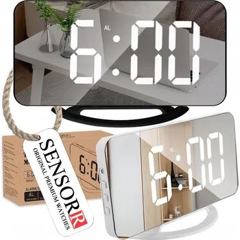 Hodiny HODINY DIGITÁLNÍ LED BUDÍK DIGITÁLNÍ HODINKY ZRCADLOVÉ STOJÍCÍ STOLNÍ ČERNÉ