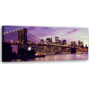Obraz OBRAZ NA PLÁTNĚ Brooklynský most fialový CANVAS 120x40