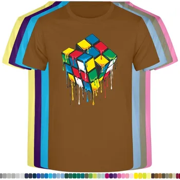 Pánské tričko panske-levne-bavlnene-tricko-potisk-rotace-Rubikovi-kostky Barva: Brown - hnědá, velikost: S