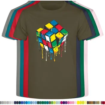 Pánská móda panske-levne-bavlnene-tricko-potisk-rotace-Rubikovi-kostky Barva: Khaki, velikost: L