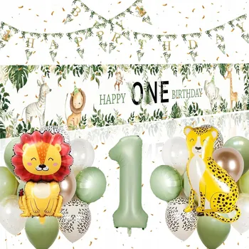 Balónek SADA BALÓNKŮ BALÓNKY K 1. NAROZENINÁM zvířátka ZOO SAFARI DEKORACE