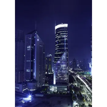 Obraz Plakát Pohled na mrakodrapy v noci bez rámu 20,5 x 28,4 cm