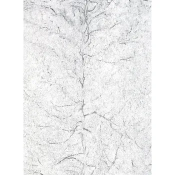 Obraz Tapeta na zeď s rostlinným motivem – malovaný strom v bílé a fialové barvě