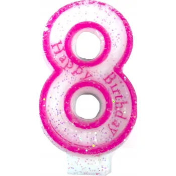 Dortová svíčka Narozeninová svíčka Brokátová Růžová Růže číslice 8