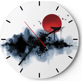 Hodiny Nástěnné hodiny do kuchyně 30x30 Krajina Skleněné hodiny do obýváku Tiché