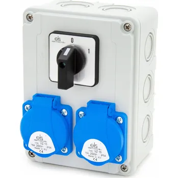 Rozvaděč Staveništní rozvaděč 2x zásuvka 230V + vypínač 0-1, nástěnná skříň, ELS