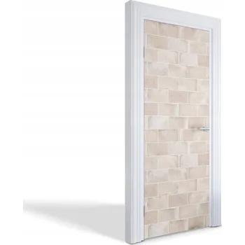 Fototapeta Fólie na dveře do kuchyně, obýváku, pokoje - Béžové cihlové obklady 75x205 cm