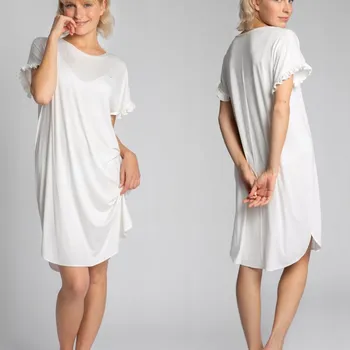 Dámské noční prádlo VÝPRODEJ: DÁMSKÁ TEPLÁ DLOUHÁ NOČNÍ KOŠILE HLADKÁ ECRU 44/46 2XL/3XL