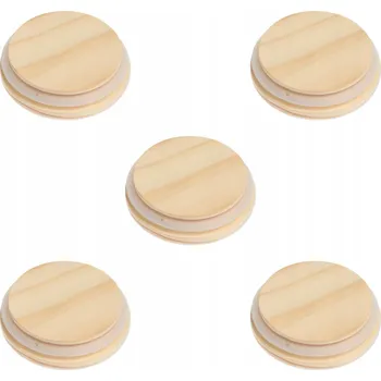 Obraz Dřevěné víko s těsněním, víčko na svíčky, průměr 7 cm, sada 5 ks