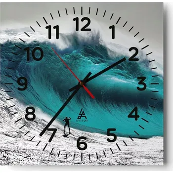 Hodiny Nástěnné hodiny do obýváku 40x40 Surfing Bezhlučné hodiny na skle Tiché