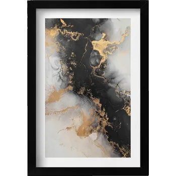 Obraz Elegantní obraz do obývacího pokoje v černém rámu Černobílá Abstrakce 20x30 cm