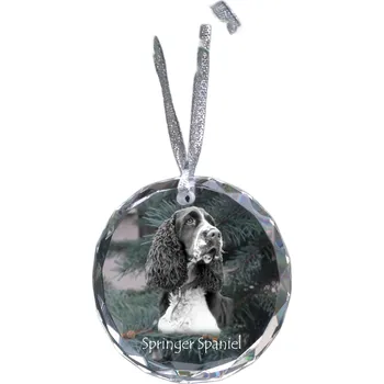 Obraz Anglický špringršpaněl - křišťálová vánoční koule s fotografií, fotografie psa v