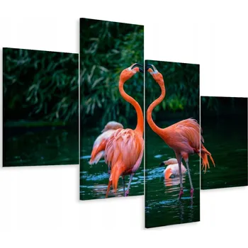 Obraz Obraz PTÁCI Plameňáci nad Vodou 3D 4 Díly 80x50
