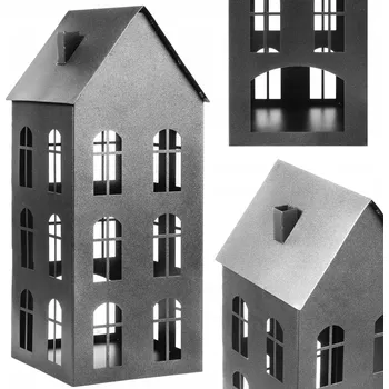 Svícen SVÍCEN LUCERNA SVÍTILNA VÁNOČNÍ NA LED SVÍČKU STŘÍBRNÁ LOFT 40 CM