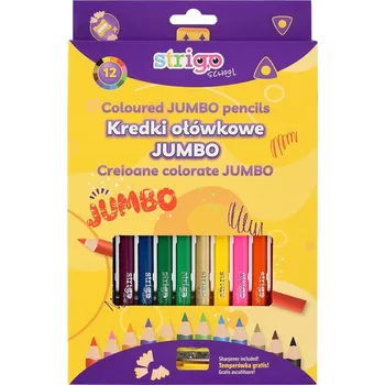 Pastelka Strigo Jumbo trojúhelníkové Pastelky 12 barev s ořezávátkem