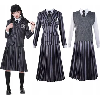 Karnevalový kostým Wednesday Addamsová školní uniforma na Halloweenský ples 152 158 černá