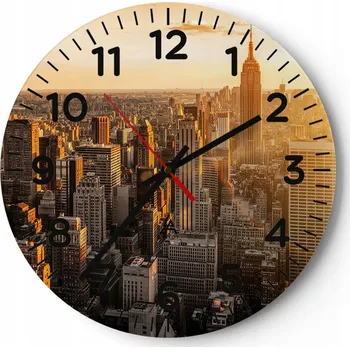 Hodiny Nástěnné hodiny do obýváku 40x40 Město Kulatý Hodiny na skle Loft Tiché