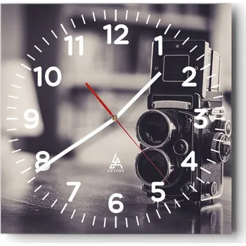 Hodiny Nástěnné hodiny do obýváku 40x40 Retro Tiché hodiny na skle Stylové Bezhlučné