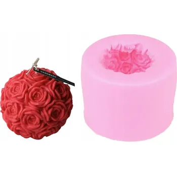 Forma na odlévání Silikonová forma na svíčky z vosku - koule s 3D růží