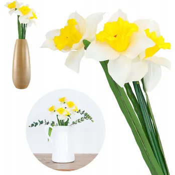 umělá květina UMĚLÉ KVĚTY narcis 50 cm bílé jako živé hlavičky do vázy na Velikonoce